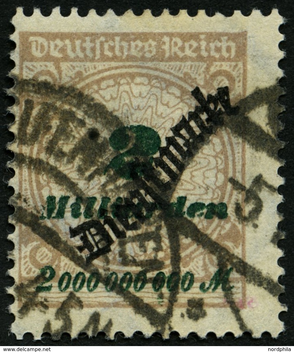 DIENSTMARKEN D 84 O, 1923, 2 Mrd. M. Mattsiena/schwarzgrün, Pracht, Gepr. Infla, Mi. 150.- - Servizio