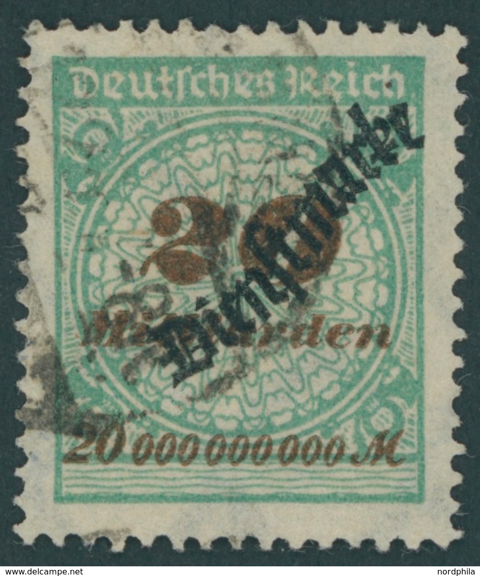DIENSTMARKEN D 87 O, 1923, 20 Mrd. M. Opalgrün, Pracht, Gepr. Peschl, Mi. 200.- - Dienstmarken