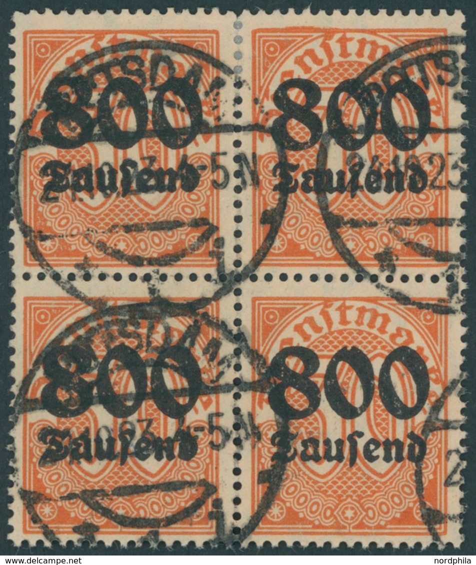 DIENSTMARKEN D 95Y VB O, 1923, 800 Tsd. M. Auf 30 Pf. Dunkelrotorange Auf Mattgelblichorange, Wz. 1, Im Viererblock, Pra - Dienstmarken