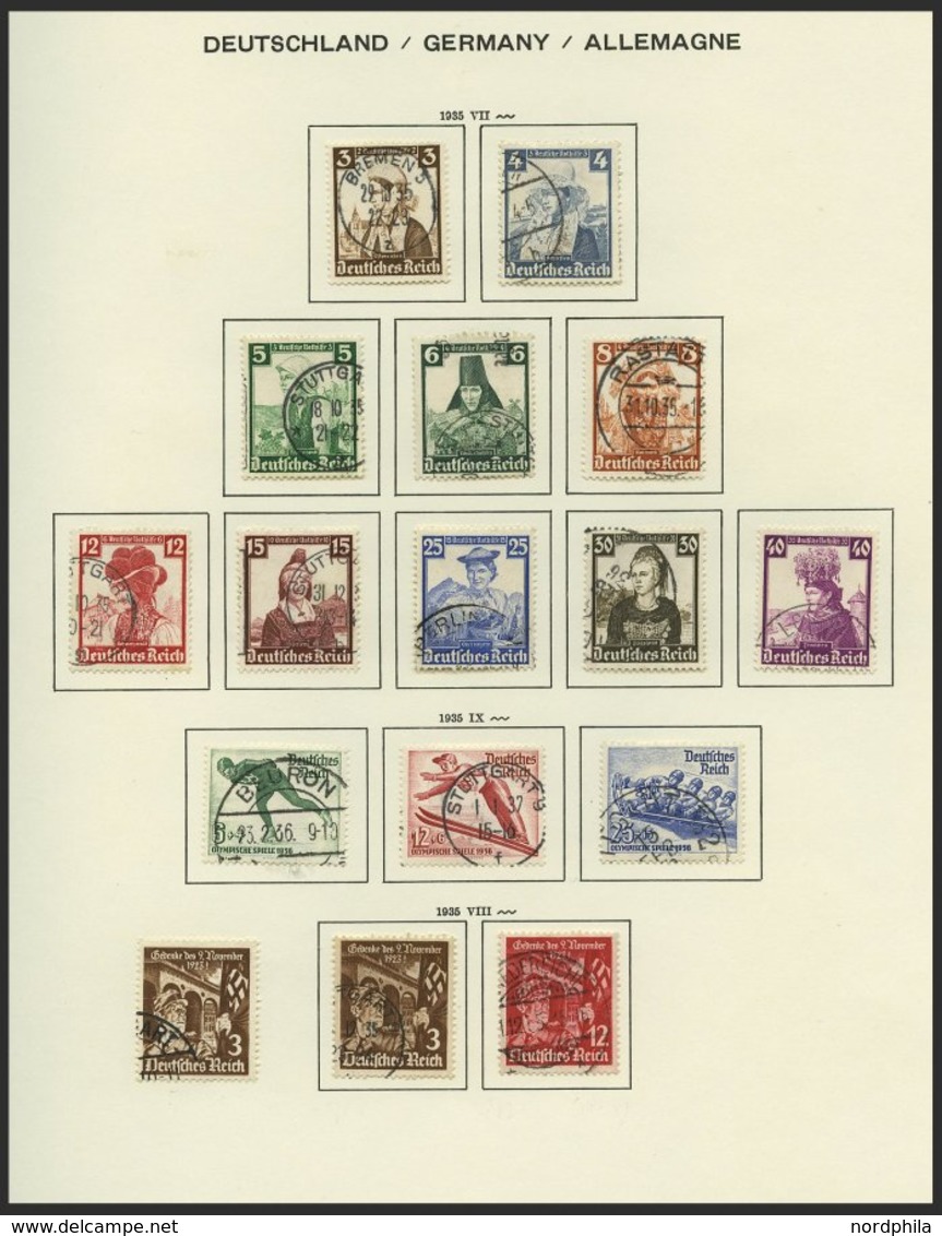 SAMMLUNGEN, LOTS o, gestempelte Sammlung Dt. Reich von 1933-45 auf Schaubekseiten, bis auf Mi.Nr. 496-98, Bl. 2,3 und Nr