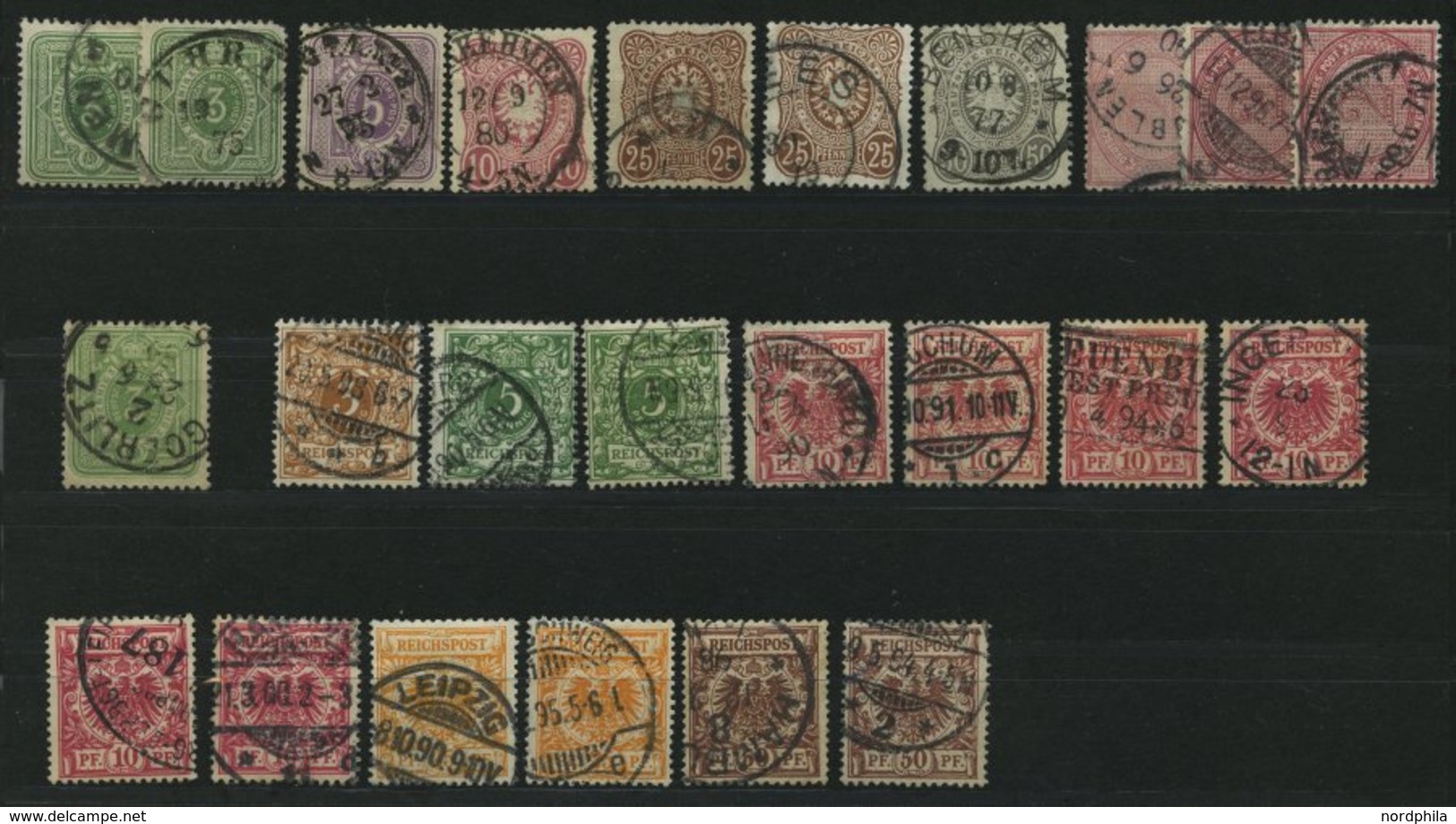 LOTS O, 1875-1899, 24 Verschiedene Kleinere Werte Pfennige, Pfennig Und Krone/Adler, Erhaltung Feinst/Pracht, Alle Geprü - Used Stamps