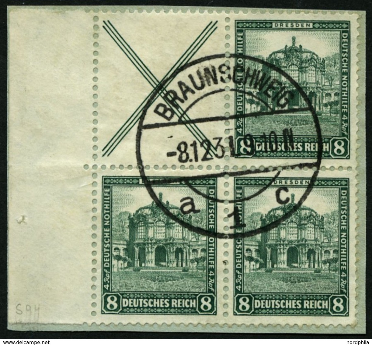 ZUSAMMENDRUCKE S 94 BrfStk, 1931, Nothilfe X + 8, Prachtbriefstück, Mi. (380.-) - Se-Tenant