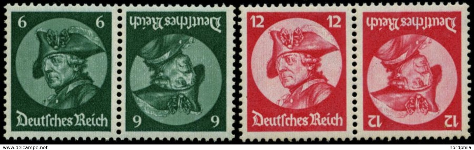 ZUSAMMENDRUCKE K 17/8 **, 1933, Fridericus 6 + 6 Und 12 + 12, Beide Kehrdrucke, Pracht, Mi. 80.- - Zusammendrucke