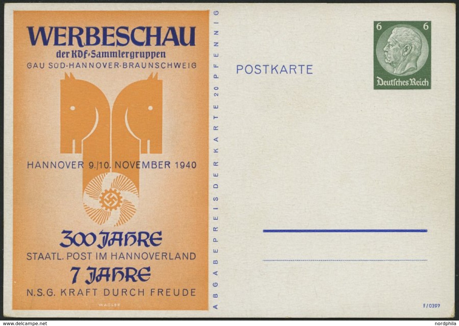 GANZSACHEN PP 127C51 BRIEF, Privatpost: 1940, Werkschau 300 Jahre Staatl. Post Im Hannoverland, Pracht - Other & Unclassified