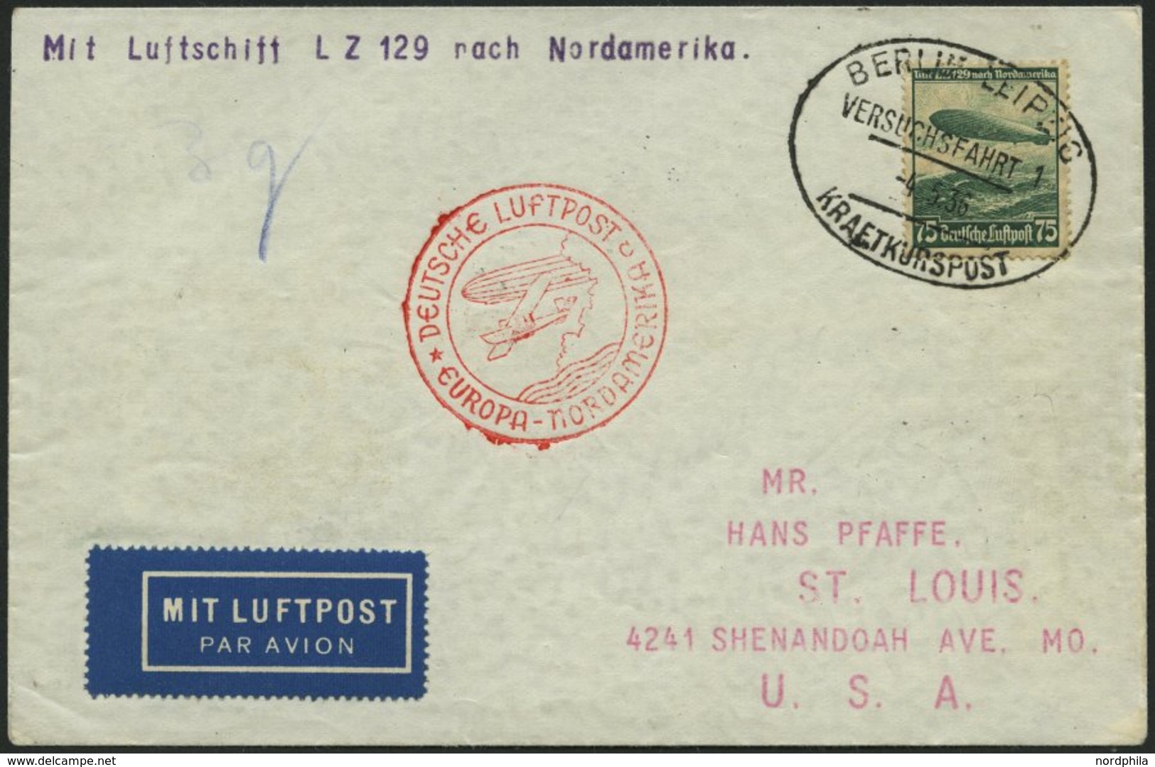 ZEPPELINPOST 406C BRIEF, 1936, Kraftkurspost Der Versuchsfahrt 1, Kurs Berlin - Leipzig, Weiterbefördert Mit Luftschiff  - Airmail & Zeppelin