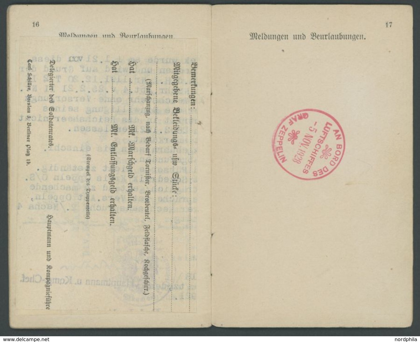 1928, Roter Bordstempel Vom 5.11.28 (Fahrt Friedrichshafen-Staaten) Als Erinnerungsstempel Für Den Haltemannschaftsdiens - Poste Aérienne & Zeppelin