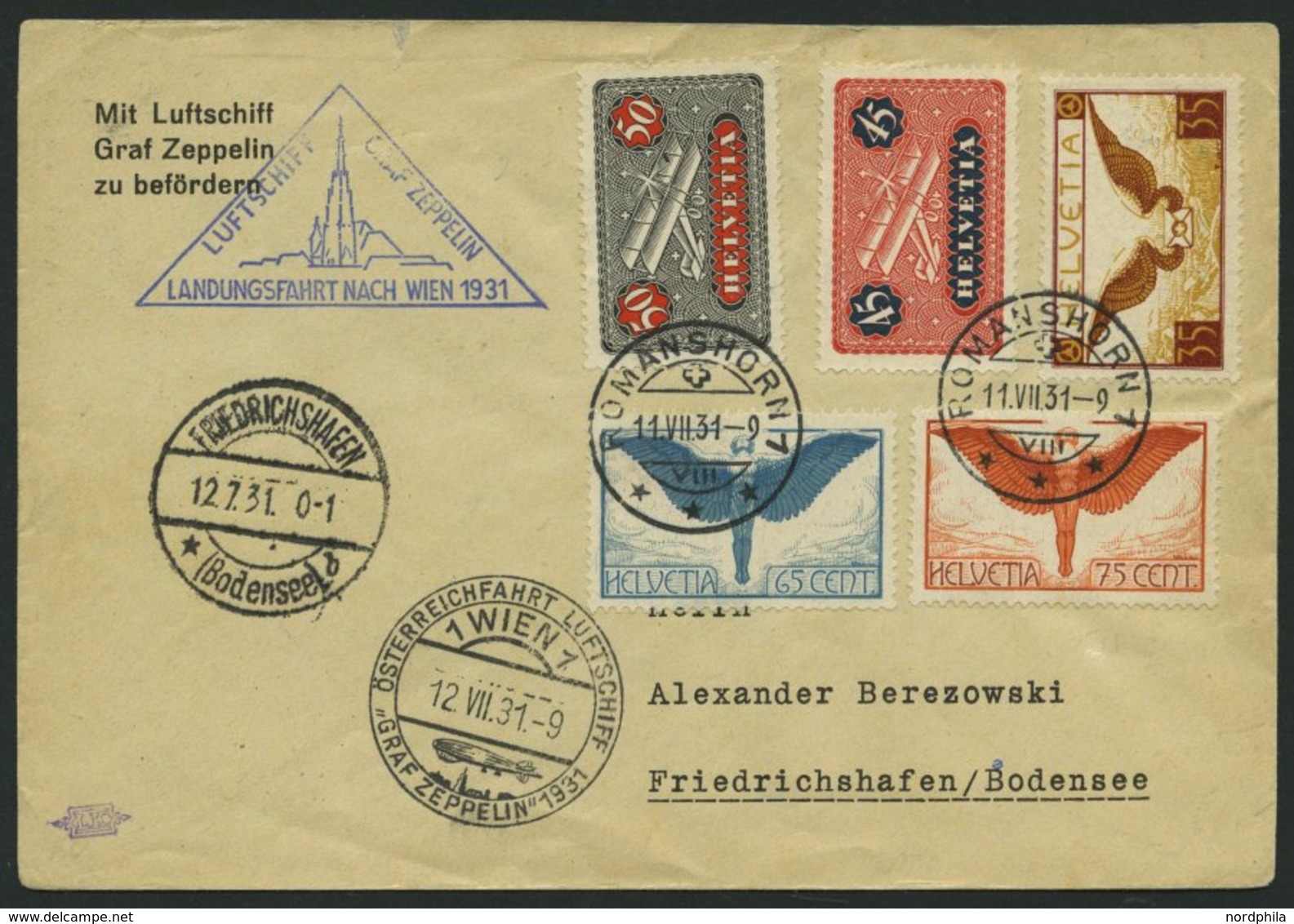 ZULEITUNGSPOST 116 BRIEF, Schweiz: 1931, Fahrt Nach Wien, Prachtbrief - Airmail & Zeppelin