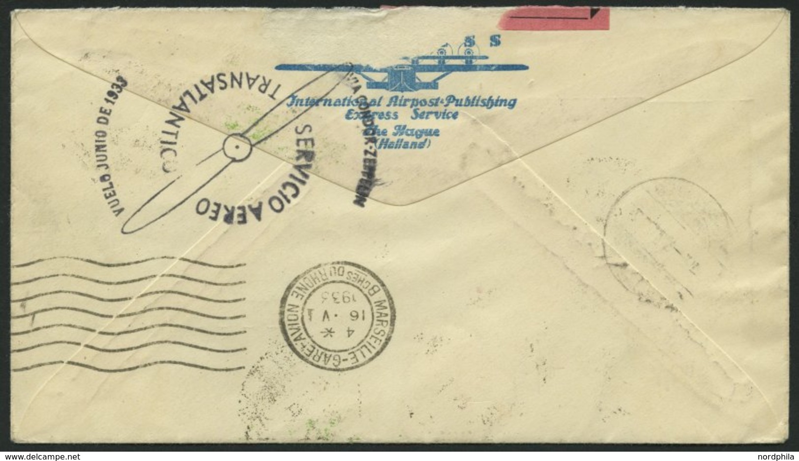 ZULEITUNGSPOST 214 BRIEF, Tunesien: 1933, 2. Südamerikafahrt, Rückseitiger Brasilianischer Sonderbestätigungsstempel, Ei - Luft- Und Zeppelinpost