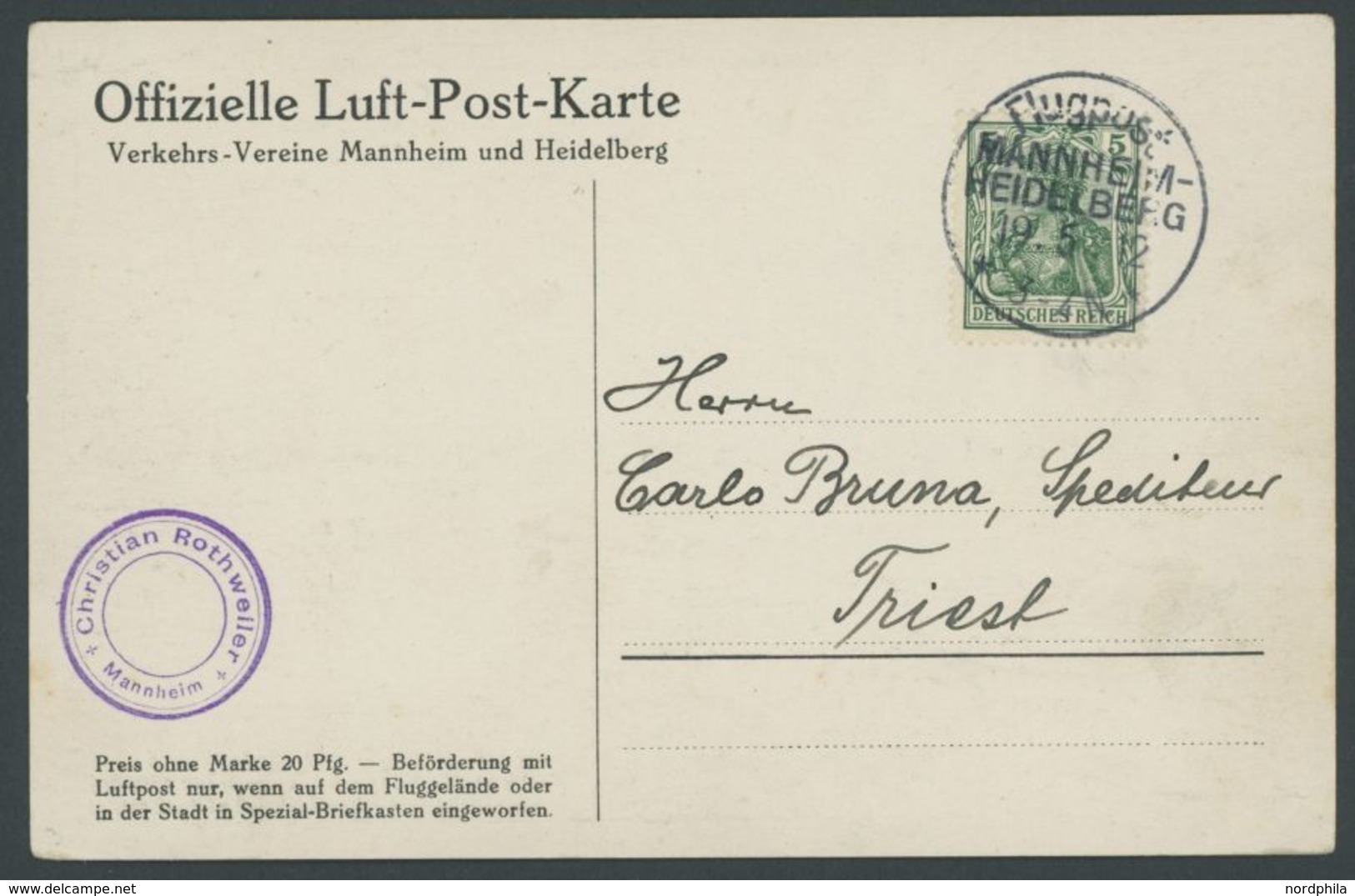 19.5.1912, Mannheim-Heidelberg, Sonderstempel, Prachtkarte -> Automatically Generated Translation: 19.5.1912, "Mannheim- - Flugzeuge