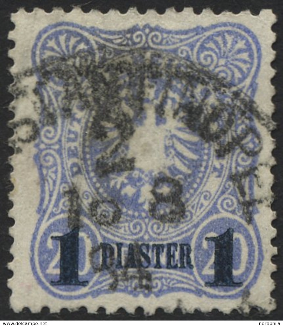 DP TÜRKEI 3b O, 1884, 1 PIA. Auf 20 Pf. Violettultramarin, Aufdruck Blauschwarz, üblich Gezähnt Pracht, Mi. 90.- - Turkey (offices)