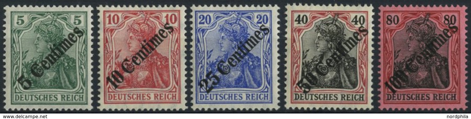 DP TÜRKEI 48-52 *, 1908, Diagonaler Aufdruck, Falzreste, Prachtsatz, Mi. 100.- - Deutsche Post In Der Türkei