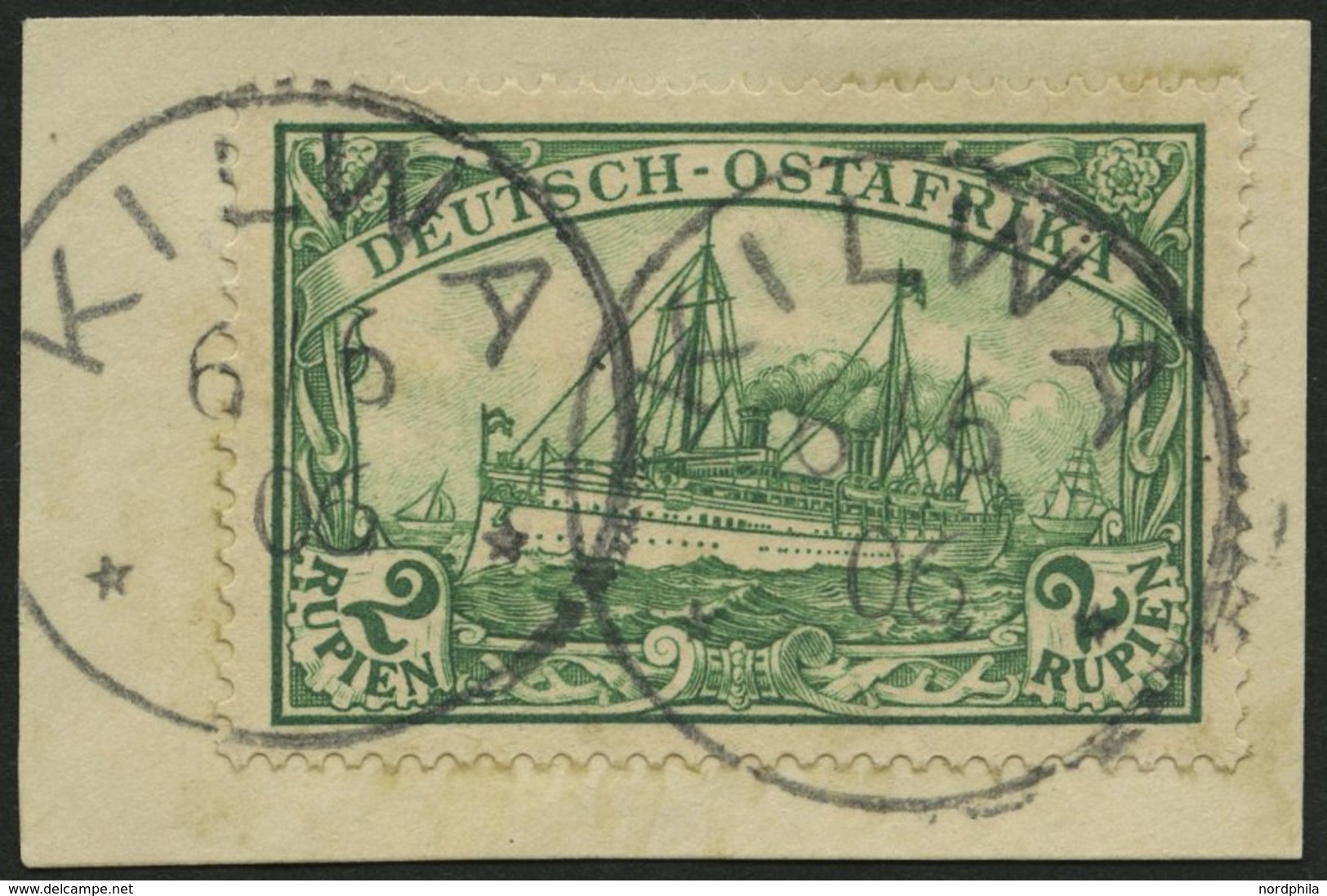 DEUTSCH-OSTAFRIKA 20 BrfStk, 1901, 2 R. Dunkelsmaragdgrün, Ohne Wz., Stempel KILWA, Prachtbriefstück, Mi. (100.-) - Afrique Orientale