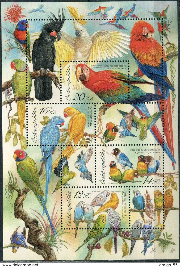 CZECH REPUBLIC. 2004  Parrots, Miniature Sheet, MNH, Birds - Parrots