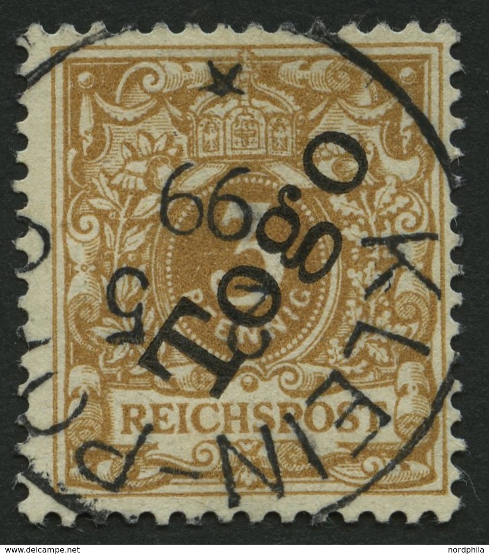 TOGO 1e O, 1897, 3 Pf. Hellocker, Kleine Helle Stelle Sonst Pracht, Gepr. Jäschke-L., Mi. 160.- - Togo