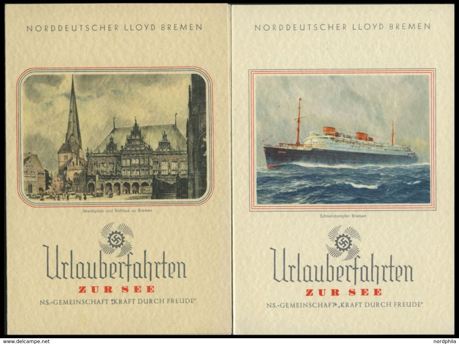 DEUTSCHE SCHIFFSPOST 1936, 7 Verschiedene KDF- Tagesveranstaltungskarten, Inklusive Speisenfolge Von Bord DER DEUTSCHE , - Maritime