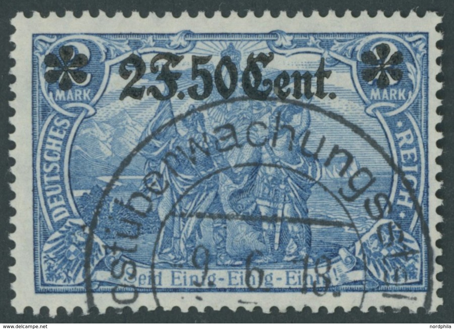 ETAPPENGEBIET WEST 12Bb O, 1916, 2 F. 50 C. Auf 2 M. Kobalt, Gezähnt B, Pracht, Mi. 100.- - Occupazione 1914 – 18