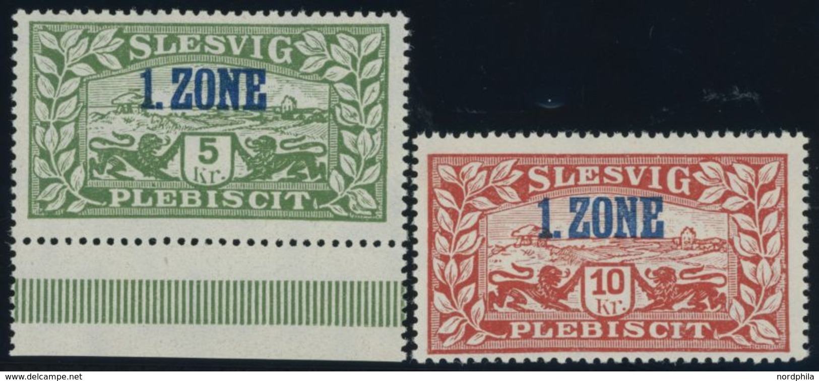 1920, 5 Kr. Dunkelgelblichgrün Und 10 Kr. Dunkelorangerot, Aufdrucke Blau, Postfrisch, Pracht, Gepr. Gruber, Mi. 270.- - - Other & Unclassified