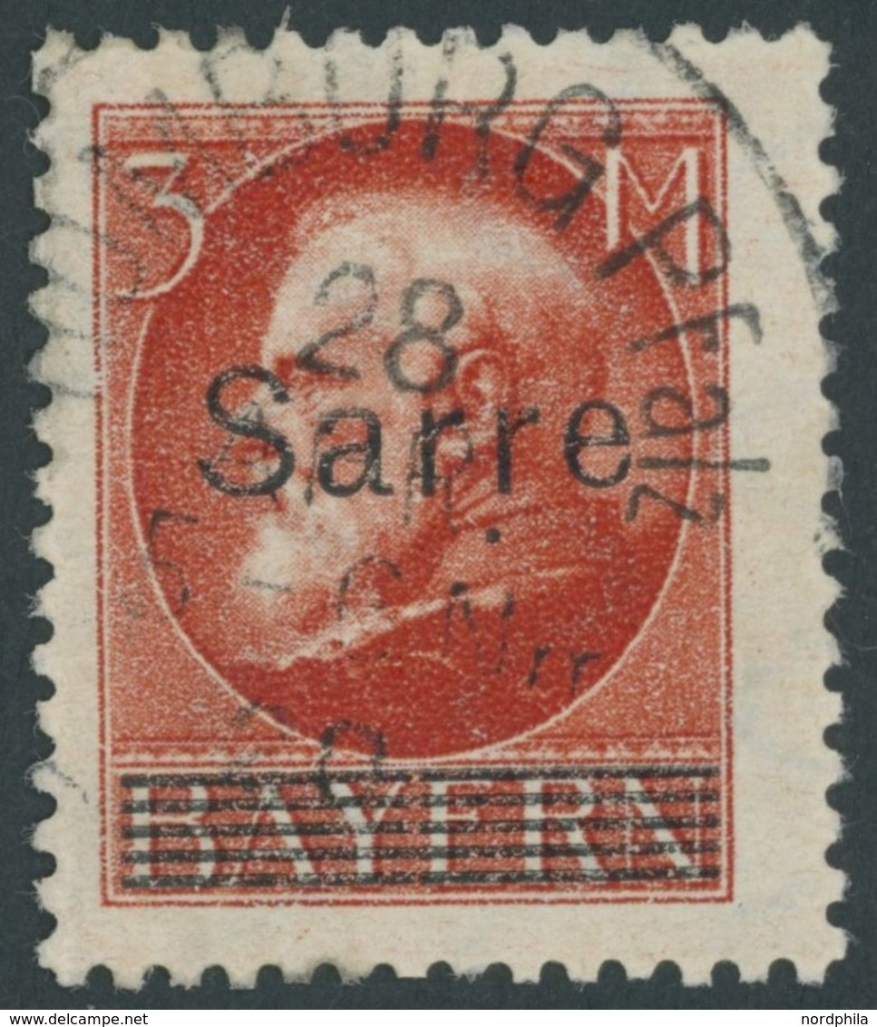 1920, 3 M. Bayern-Sarre, Pracht, Gepr, Burger, Mi. 200.- -> Automatically Generated Translation: 1920, 3 M. "Bavaria Sar - Autres & Non Classés