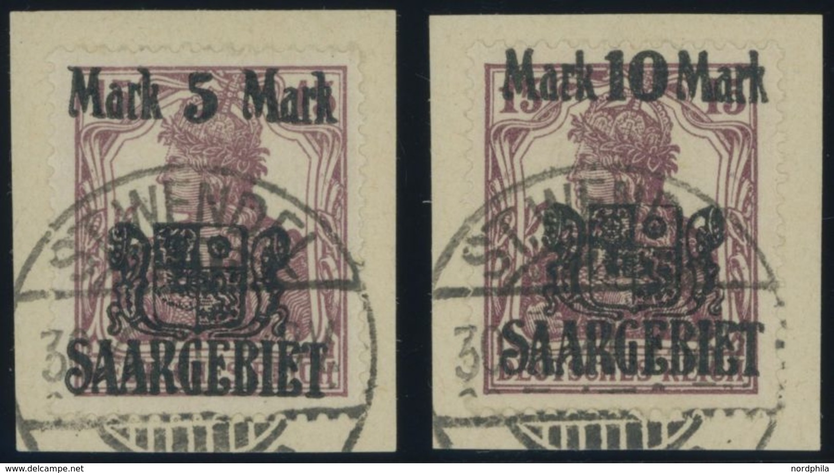 1921, 5 M. Auf 15 Pf. Und 10 M. Auf 15. Pf., Stempel ST. WENDEL, 2 Prachtbriefstücke -> Automatically Generated Translat - Other & Unclassified