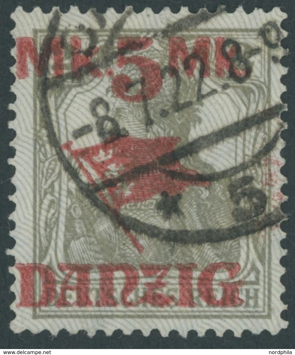 1920, 5 M. Auf 2 Pf., Hellgrauer Netzunterdruck, Spitzen Nach Unten, Zeitgerechte Entwertung, Pracht, Gepr. Soecknick, M - Other & Unclassified