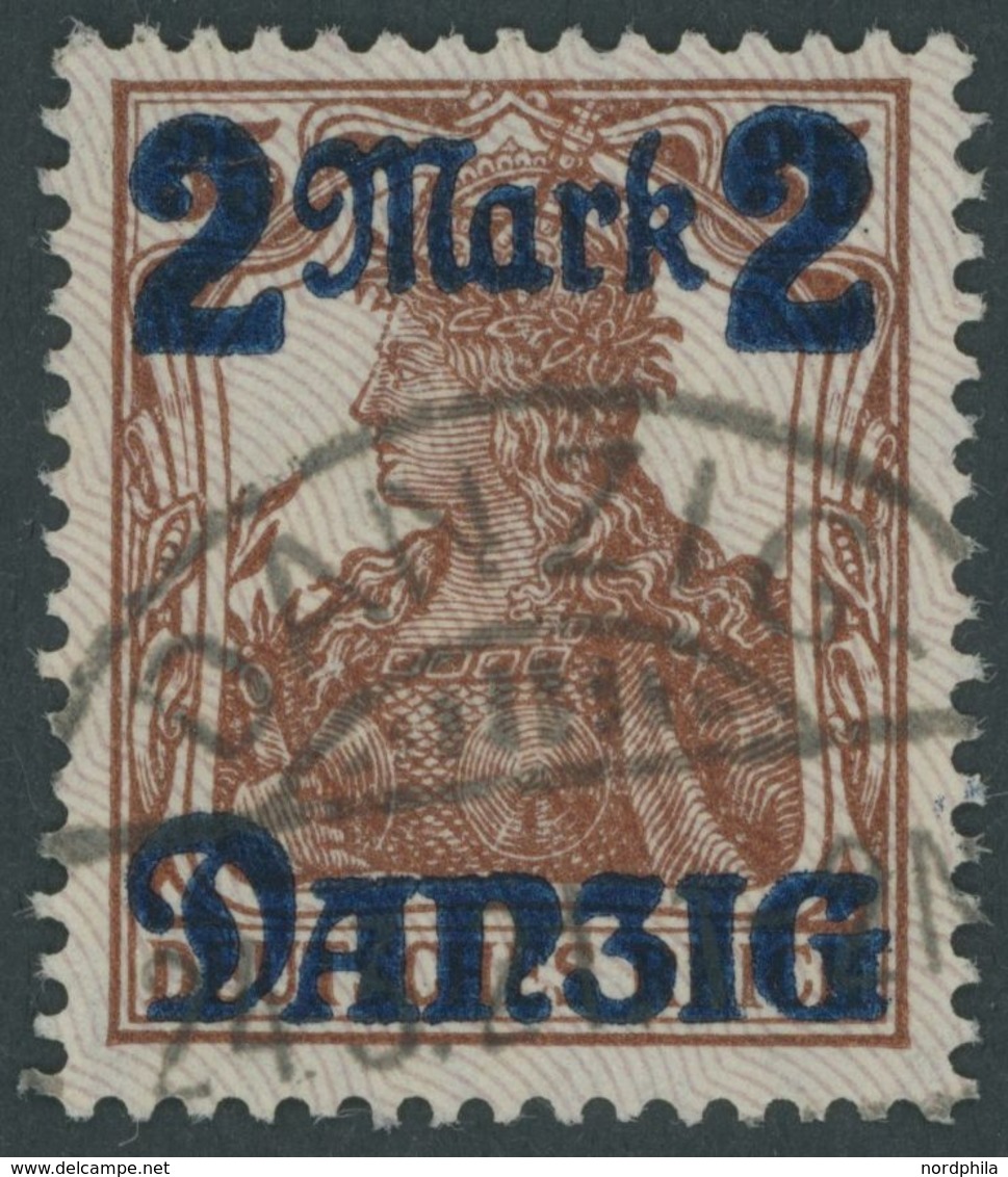 1920, 2 M. Auf 35 Pf., Lilagrauer Netzunterdruck, Spitzen Nach Unten, Zeitgerechte Entwertung, Gepr. Soecknick Und Infla - Sonstige & Ohne Zuordnung