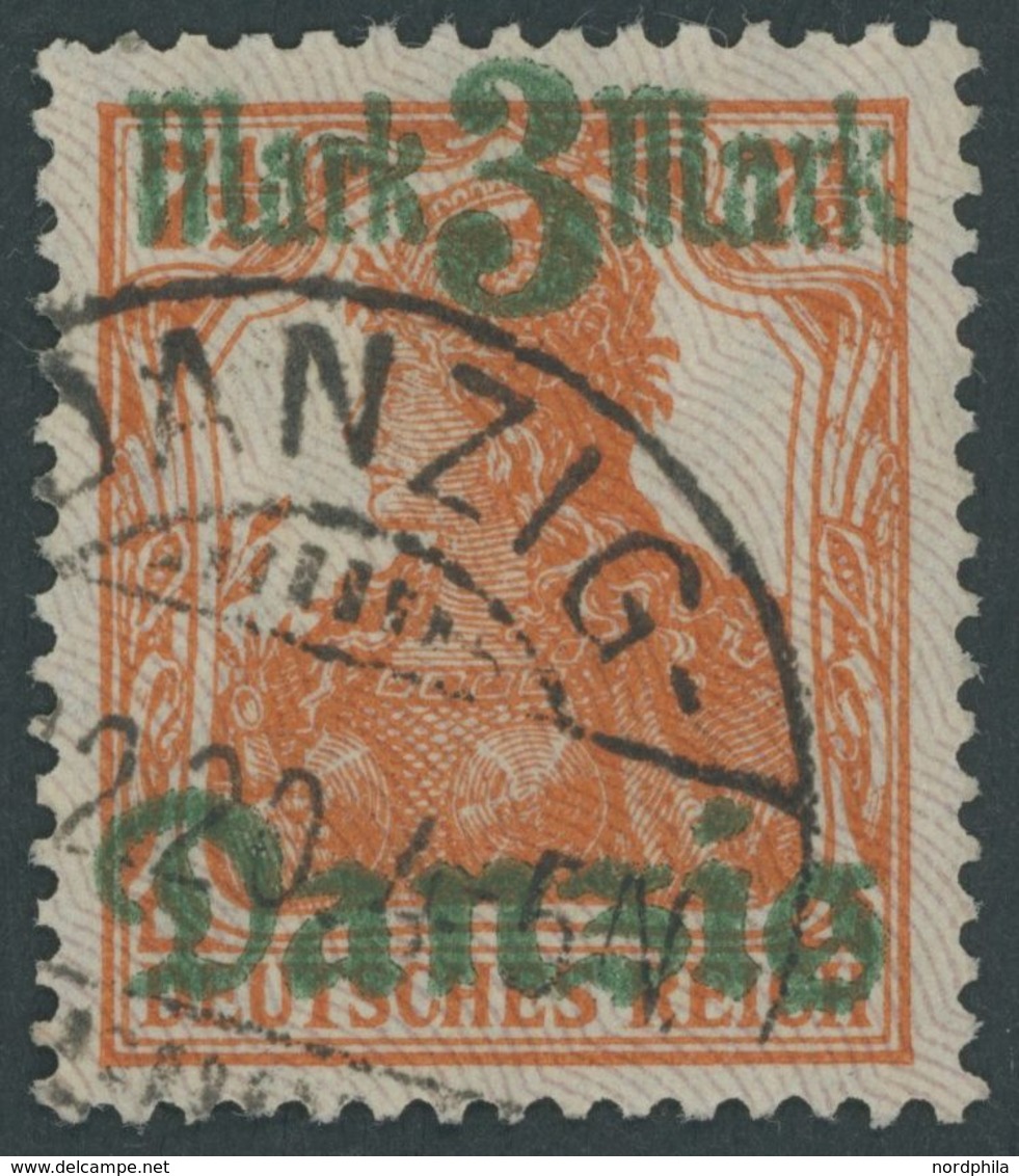 1920, 3 M. Auf 7 1/2 Pf., Lilagrauer Netzunterdruck, Spitzen Nach Unten, Zeitgerechte Entwertung, Kurzbefund Soecknick,  - Sonstige & Ohne Zuordnung