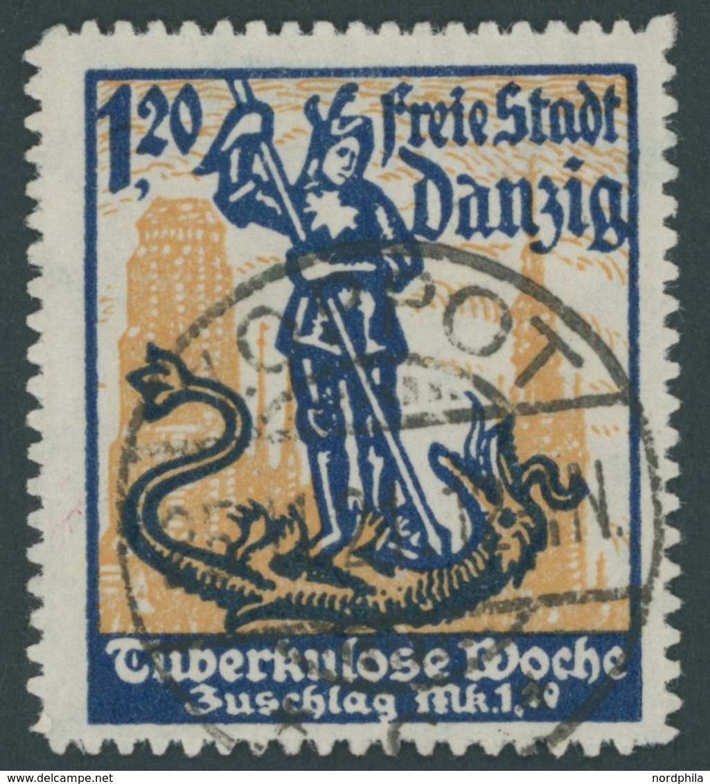 FREIE STADT DANZIG 92 O, 1921, 1.20 M. Tuberkulose-Woche, Pracht, Gepr. Soecknick Und Infla, Mi. (140.-) - Autres & Non Classés