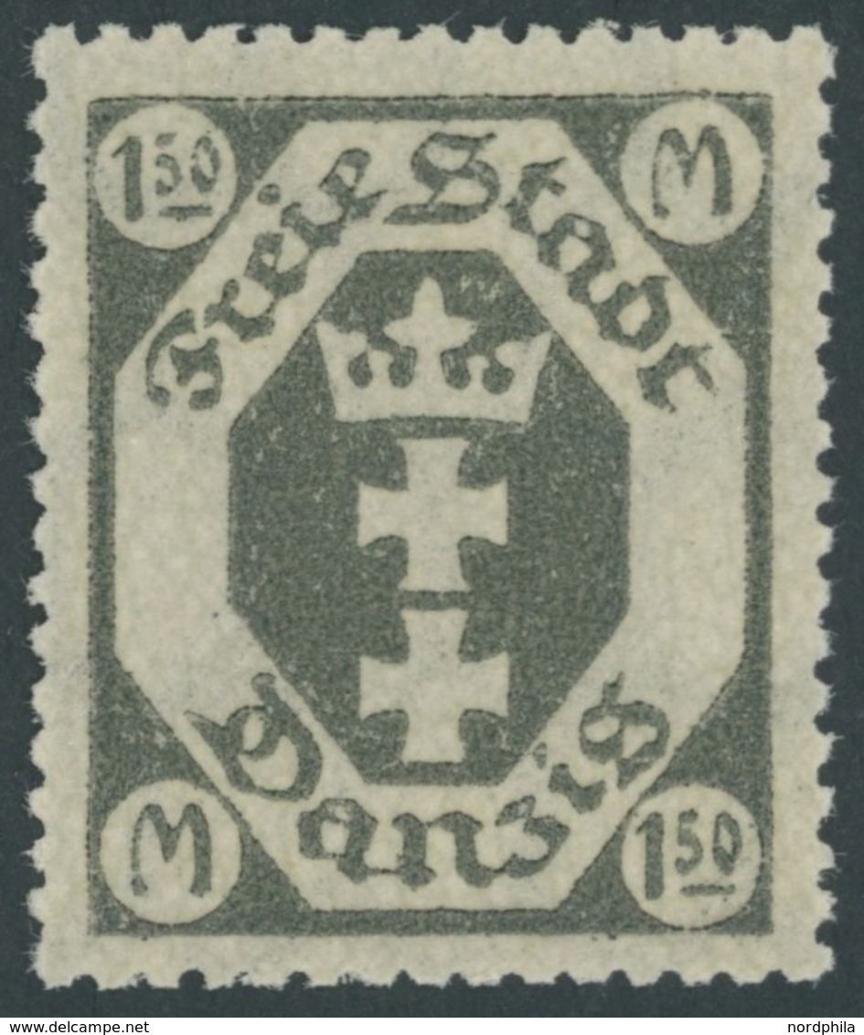 1922, 1.50 M. Dunkelgraugrün, Doppelter Unterdruck, Postfrisch, Pracht, Kurzbefund Soecknick, Mi. 350.- -> Automatically - Other & Unclassified