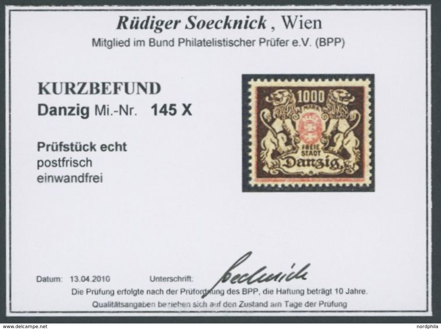 1923, 1000 M. Rot/schwarzbraun, Wz. 3X, Postfrisch, Pracht, Kurzbefund Soecknick, Mi. 950.- -> Automatically Generated T - Sonstige & Ohne Zuordnung