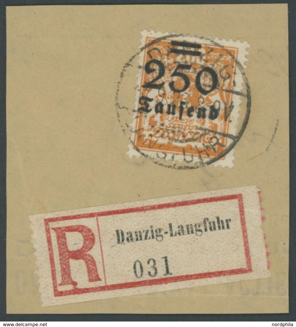 1923, 250 T. Auf 200 M. Rötlichorange Auf Großem Briefstück, Zeitgerechte Entwertung DANZIG-LANGFUHR, Pracht, Gepr. Erdw - Sonstige & Ohne Zuordnung