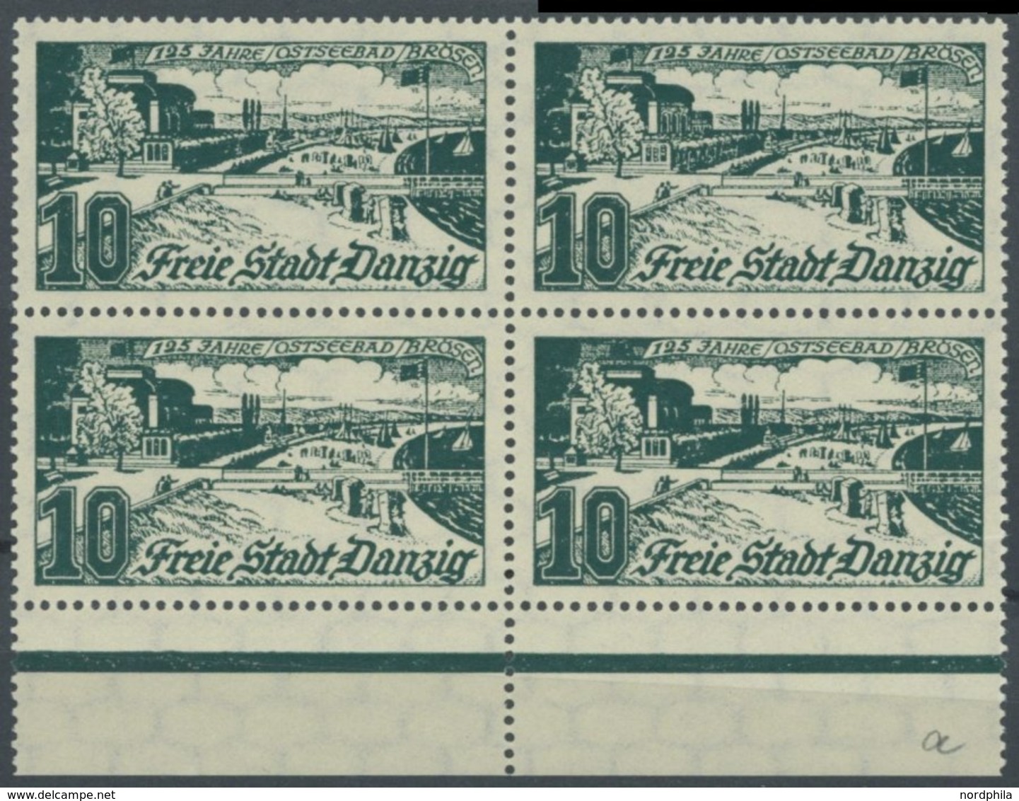 FREIE STADT DANZIG 259a VB **, 1935, 10 Pf. Schwarzopalgrün Im Randviererblock, Postfrisch, Pracht, Mi. 360.- - Sonstige & Ohne Zuordnung