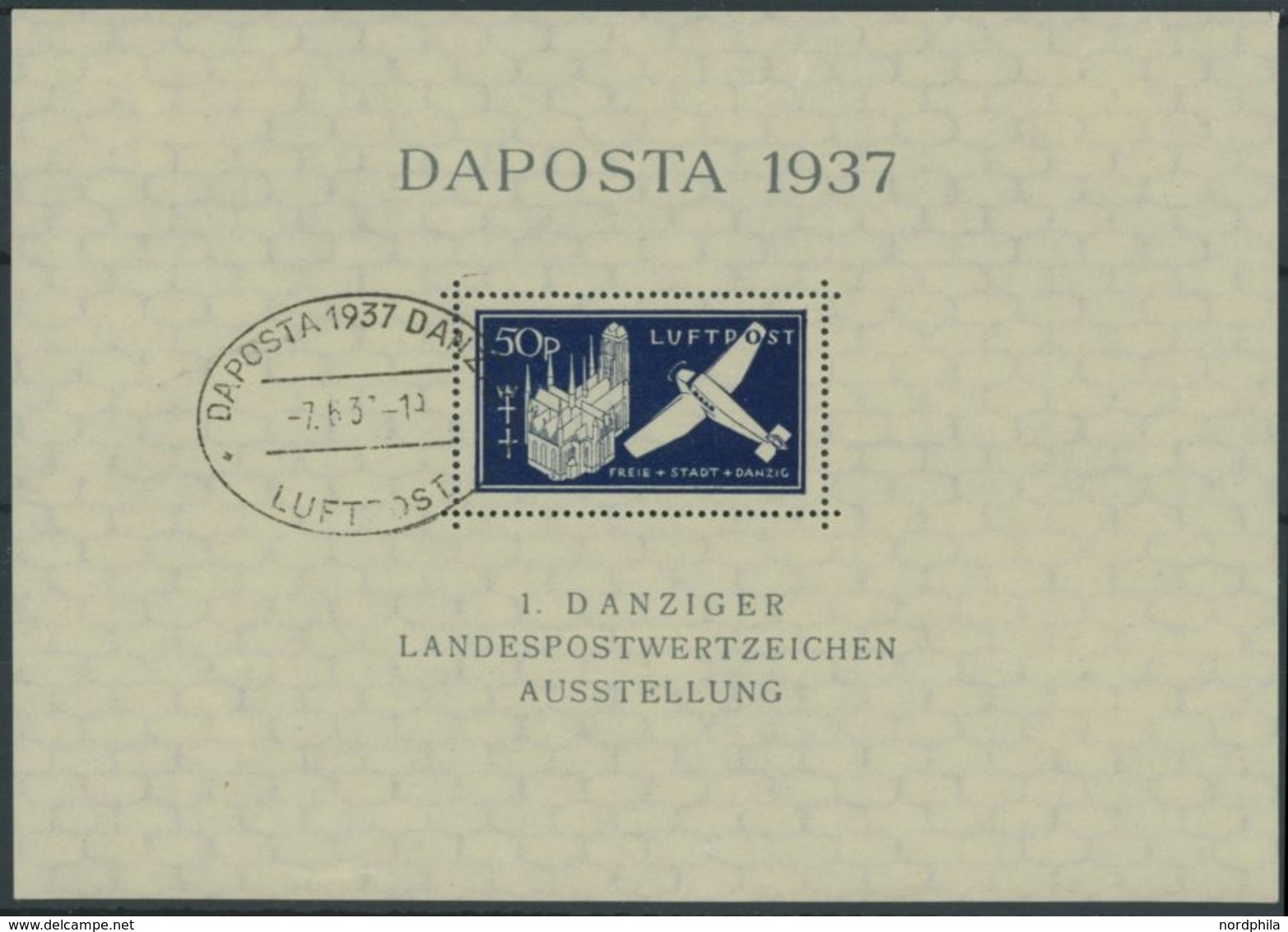 1937, Block DAPOSTA In Schwärzlichviolettultramarin, Sonderstempel, Pracht, Gepr. Gruber, Mi. 60.- -> Automatically Gene - Sonstige & Ohne Zuordnung