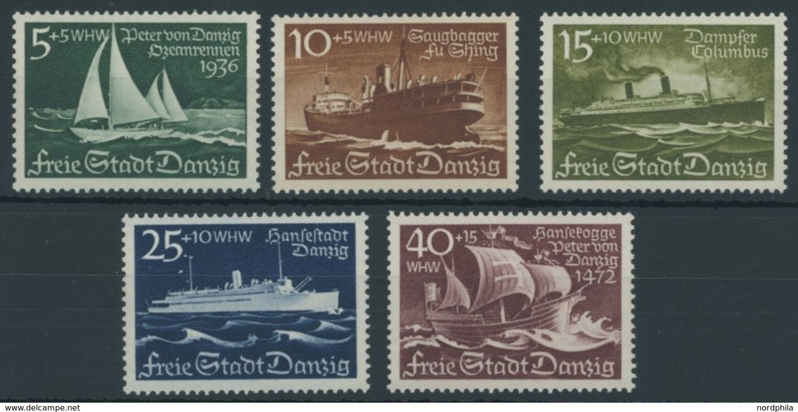 FREIE STADT DANZIG 284-88 **, 1938, Schiffe, Postfrischer Prachtsatz, Mi. 65.- - Other & Unclassified