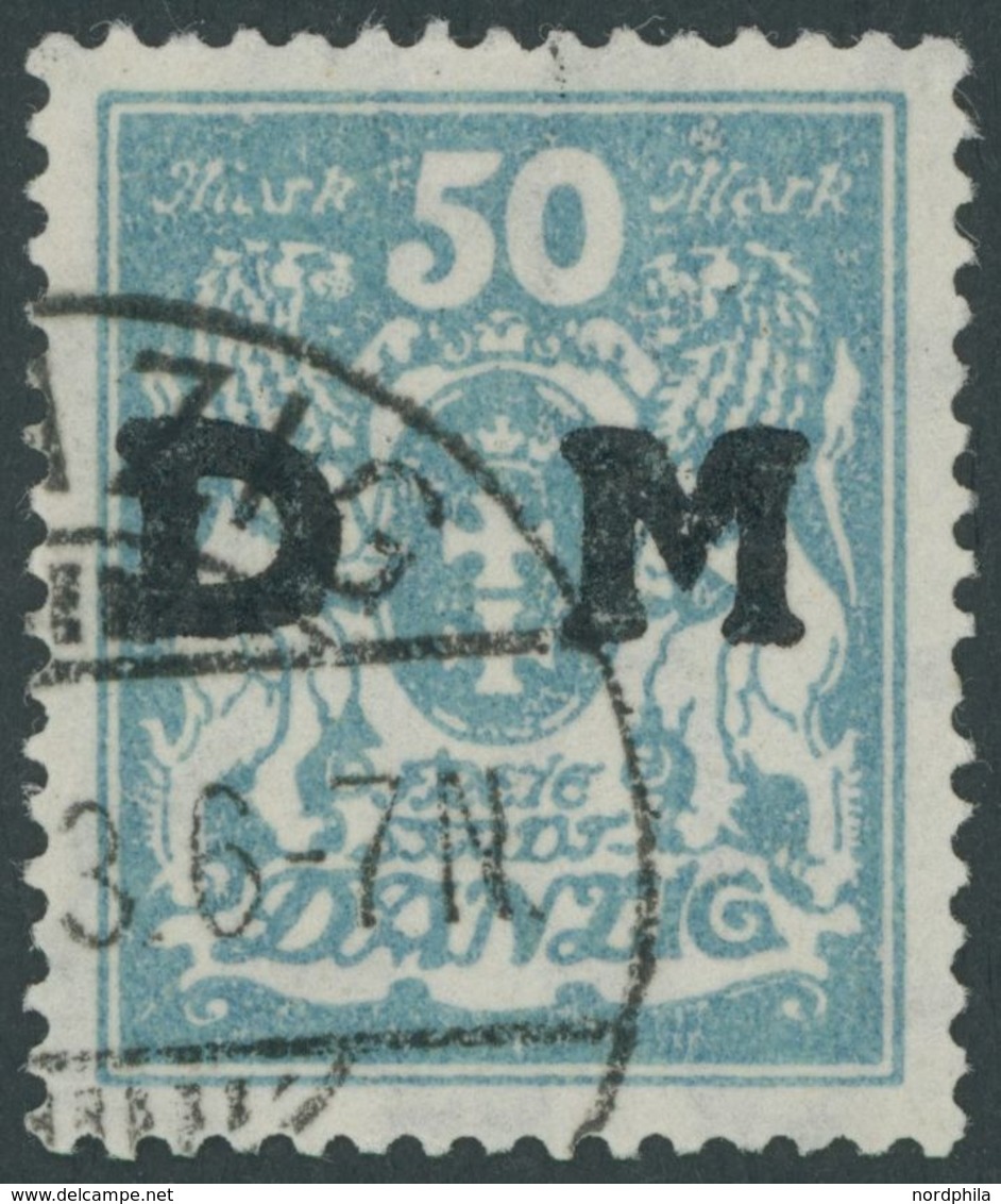 1923, 50 M. Mittelgrünlichblau, Zeitgerechte Entwertung DANZIG 3, Pracht, Fotoattest Soecknick, Mi. 1900.- -> Automatica - Other & Unclassified