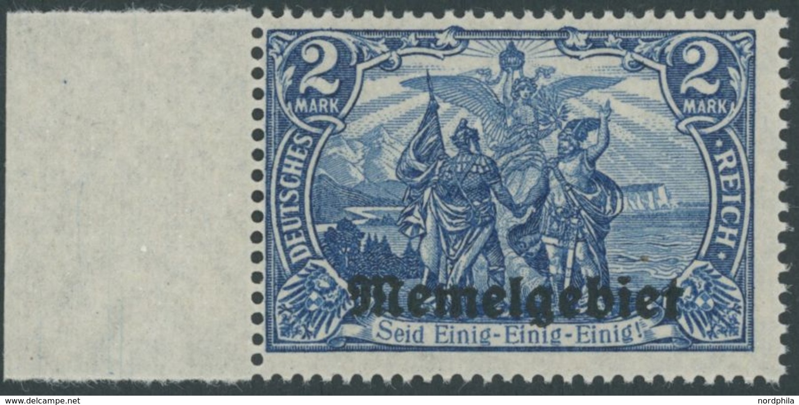 1920, 2 M. Schwärzlichblau Vom Linken Rand, Postfrisch, Pracht, Fotoattest Huylmans, Mi. 1200.- -> Automatically Generat - Memel (Klaïpeda) 1923