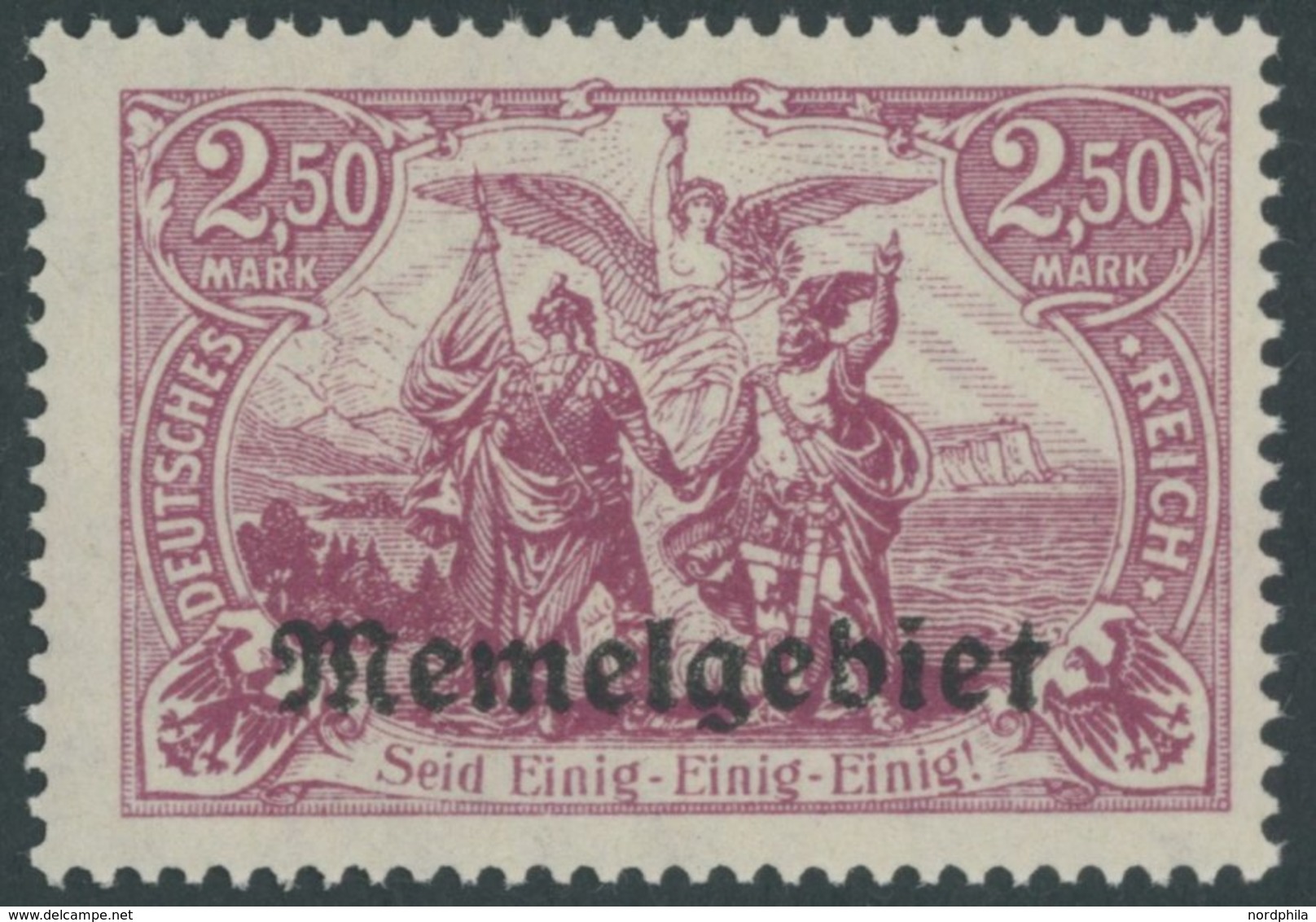 1920, 2.50 M. Dunkelbraunlila, Postfrisch, Pracht, Fotoattest Klein, Mi. 1000.- -> Automatically Generated Translation:  - Memel (Klaïpeda) 1923
