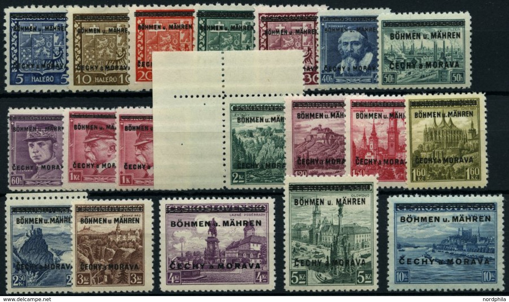 BÖHMEN UND MÄHREN 1-19 **, 1939, Kopfbilder Und Landschaften, Prachtsatz, Gepr. Gilbert, Mi. 120.- - Unused Stamps