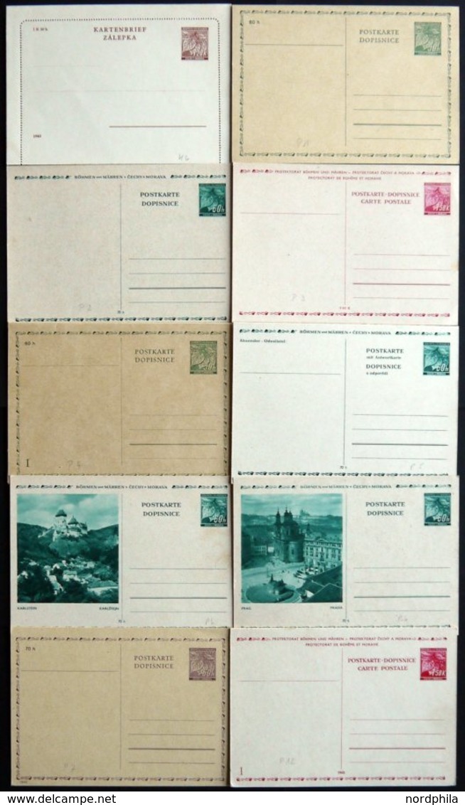 BÖHMEN UND MÄHREN A. K 2-P 12 BRIEF, 1939/40, 10 Verschiedene Ungebrauchte Ganzsachenkarten, Pracht - Neufs
