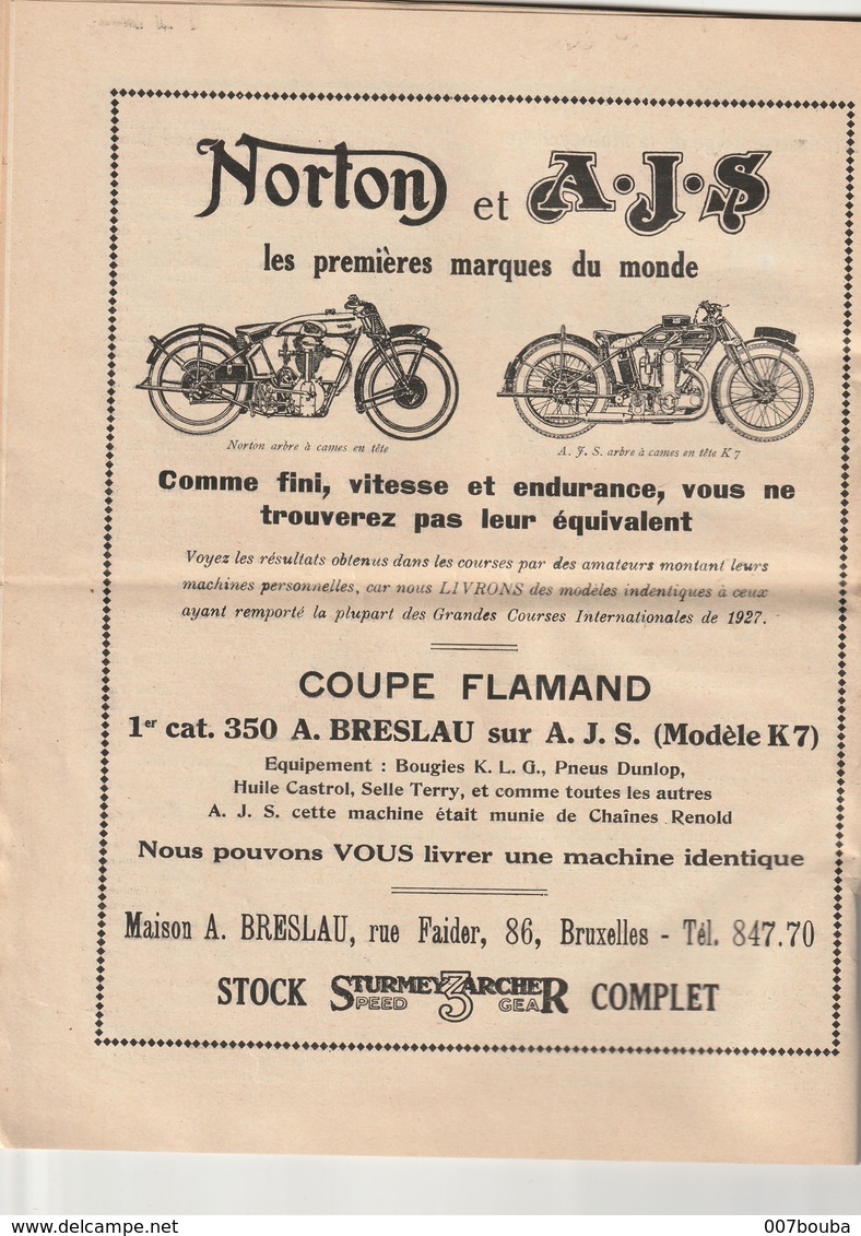 Fédération Motocycliste De Belgique 1928 - Moto F.N Type Sahara - Départ Lancé à Oostmalle - 20 Pages -lire Description - 1900 - 1949