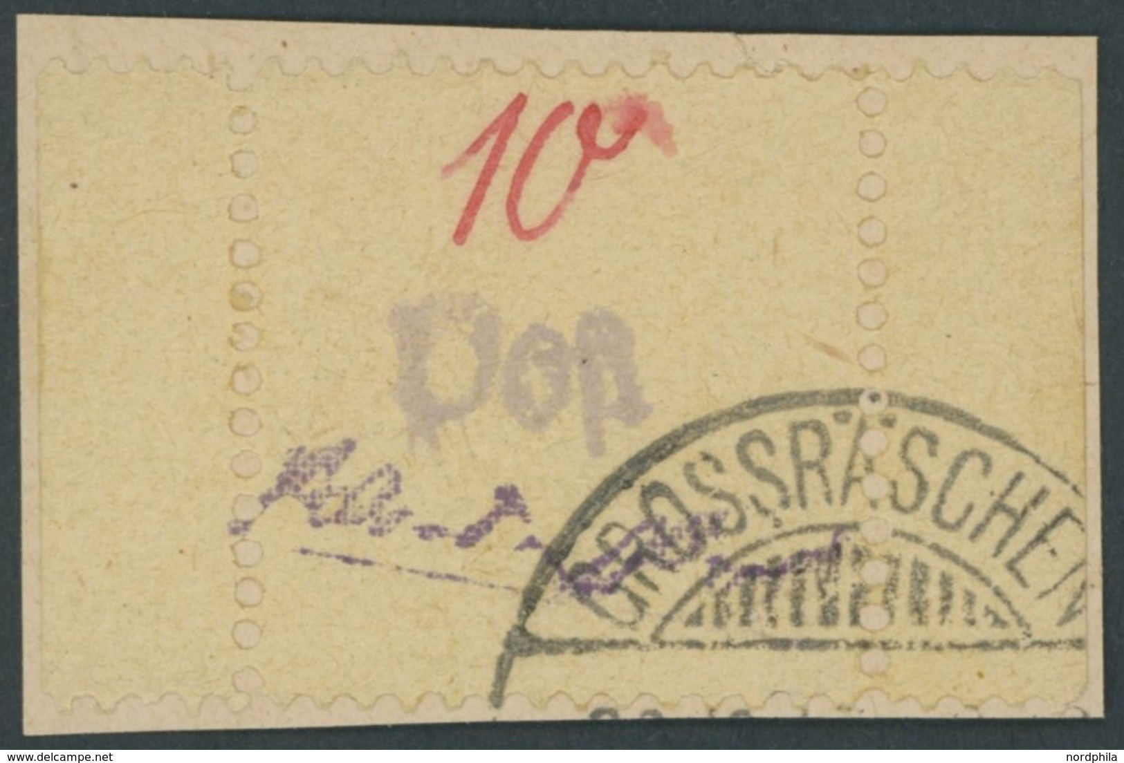 GROSSRÄSCHEN 6S BrfStk, 1946, 10 Pf. Gebührenmarke Aus Streifen Auf Briefstück, Stempeldatum Nicht Lesbar, Pracht, Mi. 4 - Private & Local Mails