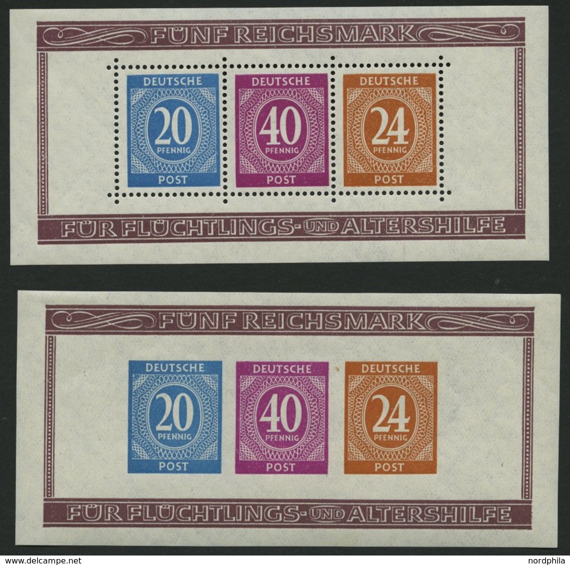 ALLIIERTE BES. Bl. 12A/B *, 1946, Blockpaar Briefmarken-Ausstellung, Falzreste Im Rand, Marken Postfrisch, Pracht - Autres & Non Classés