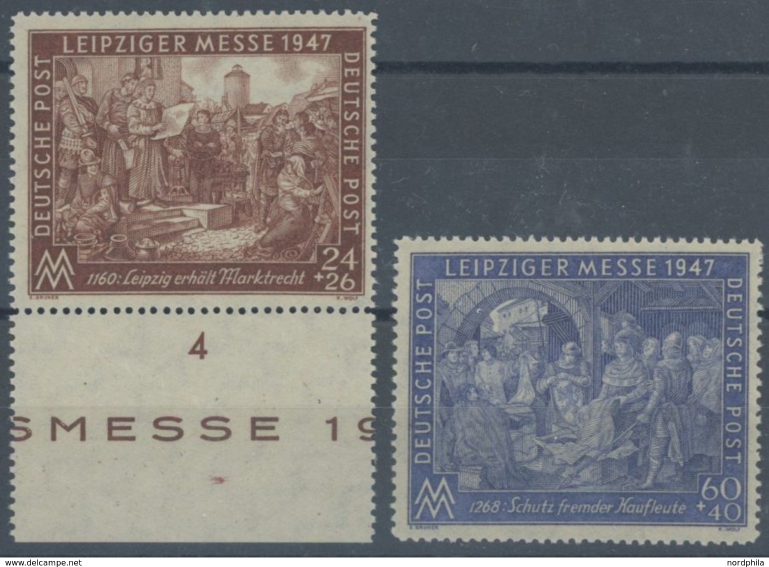 1947, Leipziger Messe, Gezähnt L 13, 24 Pf. Unterrandstück, Postfrisch, Pracht, Gepr. Schlegel, Mi. 145.- -> Automatical - Autres & Non Classés