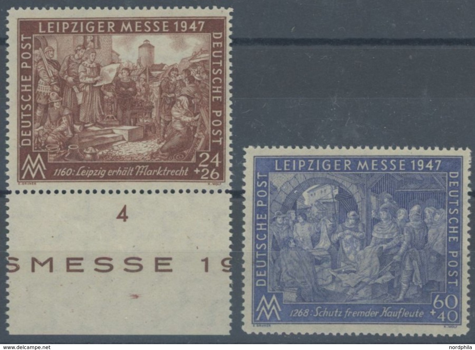 1947, Leipziger Messe, Gezähnt L 13, 24 Pf. Unterrandstück, Postfrisch, Pracht, Gepr. Schlegel, Mi. 145.- -> Automatical - Other & Unclassified