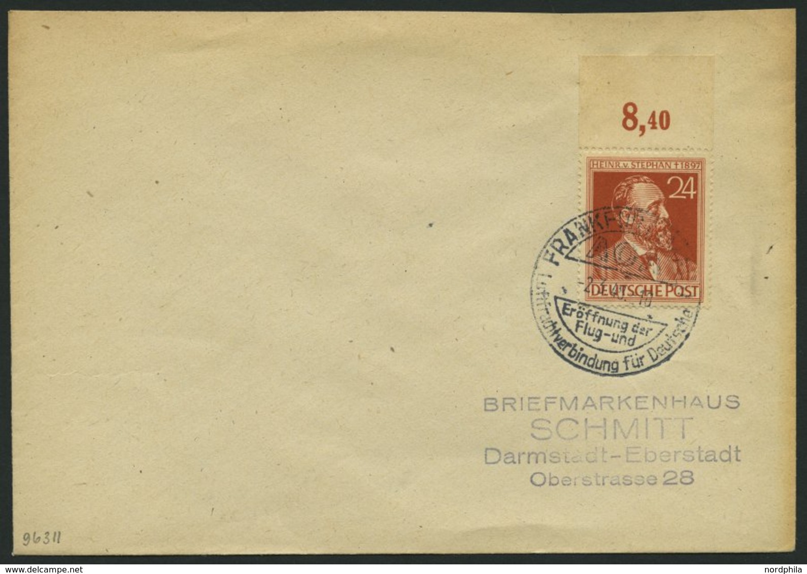 ALLIIERTE BES. 963II BRIEF, 1947, 75 Pf. Stephan Mit Abart Unterer Bogen Des S In Post Beschädigt Auf Brief Mit Sonderst - Autres & Non Classés