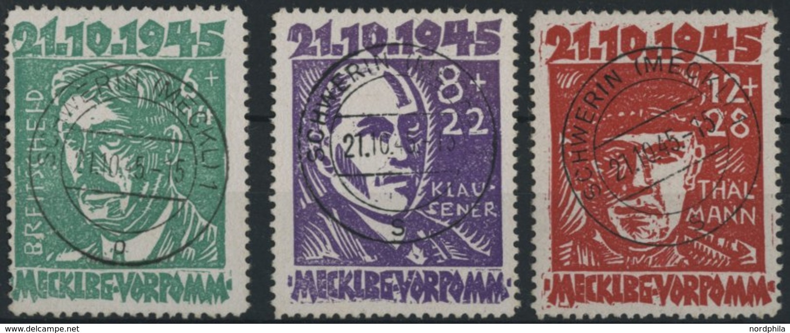 MECKLENBURG-VORPOMMERN 20-22a O, 1945, Faschismus, Prachtsatz, Gepr. Kramp, Mi. 240.- - Sonstige & Ohne Zuordnung