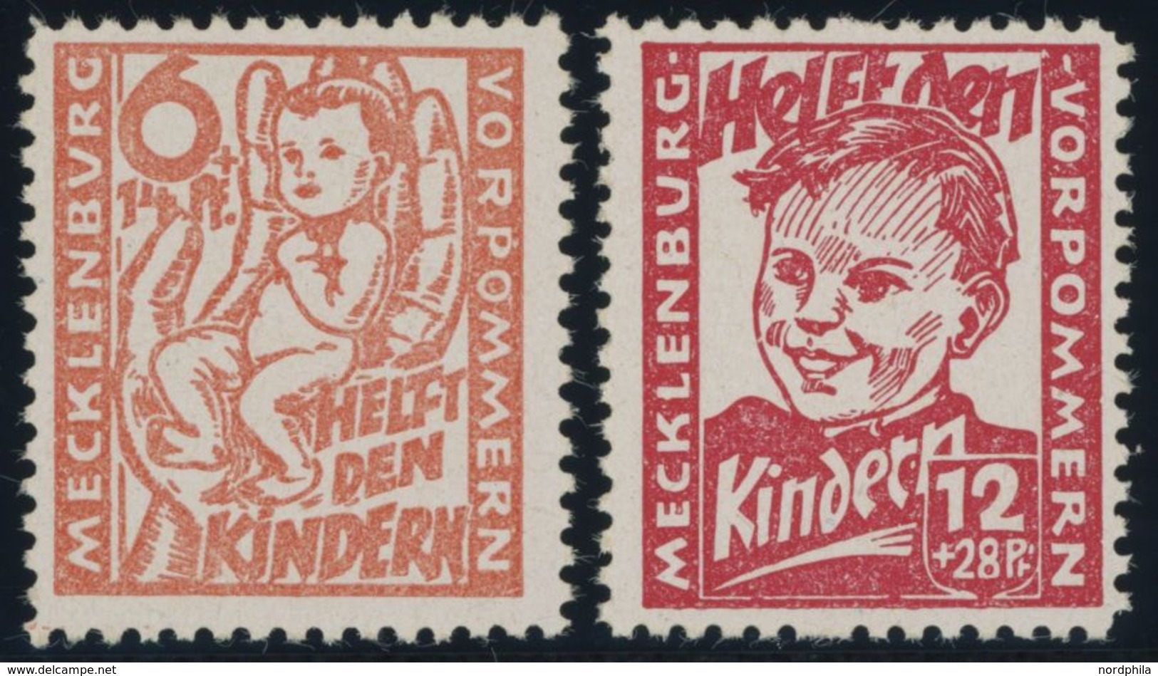 1945, 6 Pf. Hellrötlichorange Und 12 Pf. Dunkelrosa Kinderhilfe, Postfrisch, Pracht, Gepr. Kramp, Mi. 240.- -> Automatic - Other & Unclassified