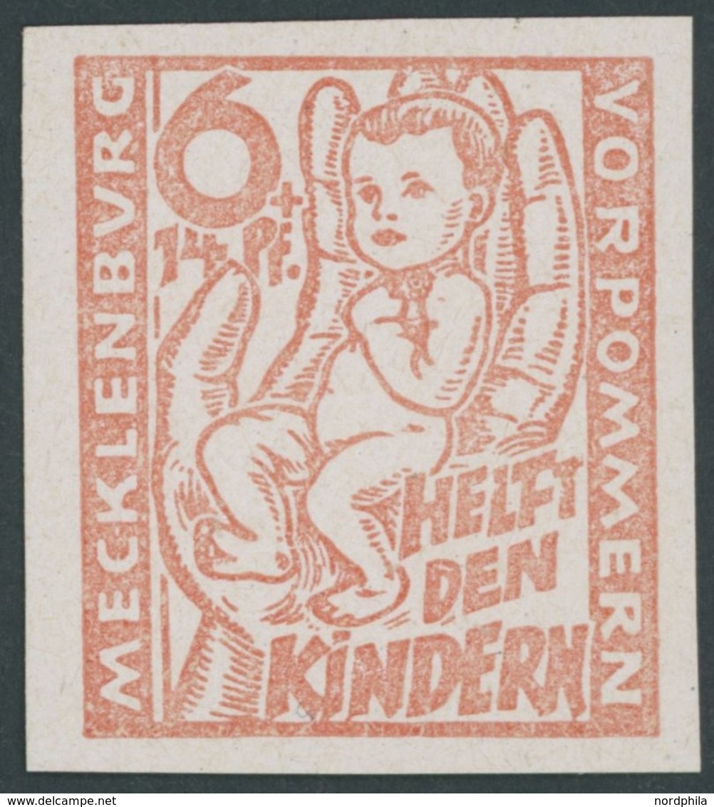 1945, 6 Pf. Hellrötlichorange Kinderhilfe, Ungezähnt, Postfrisch, Pracht, Gepr. Sturm, Mi. 300.- -> Automatically Genera - Sonstige & Ohne Zuordnung