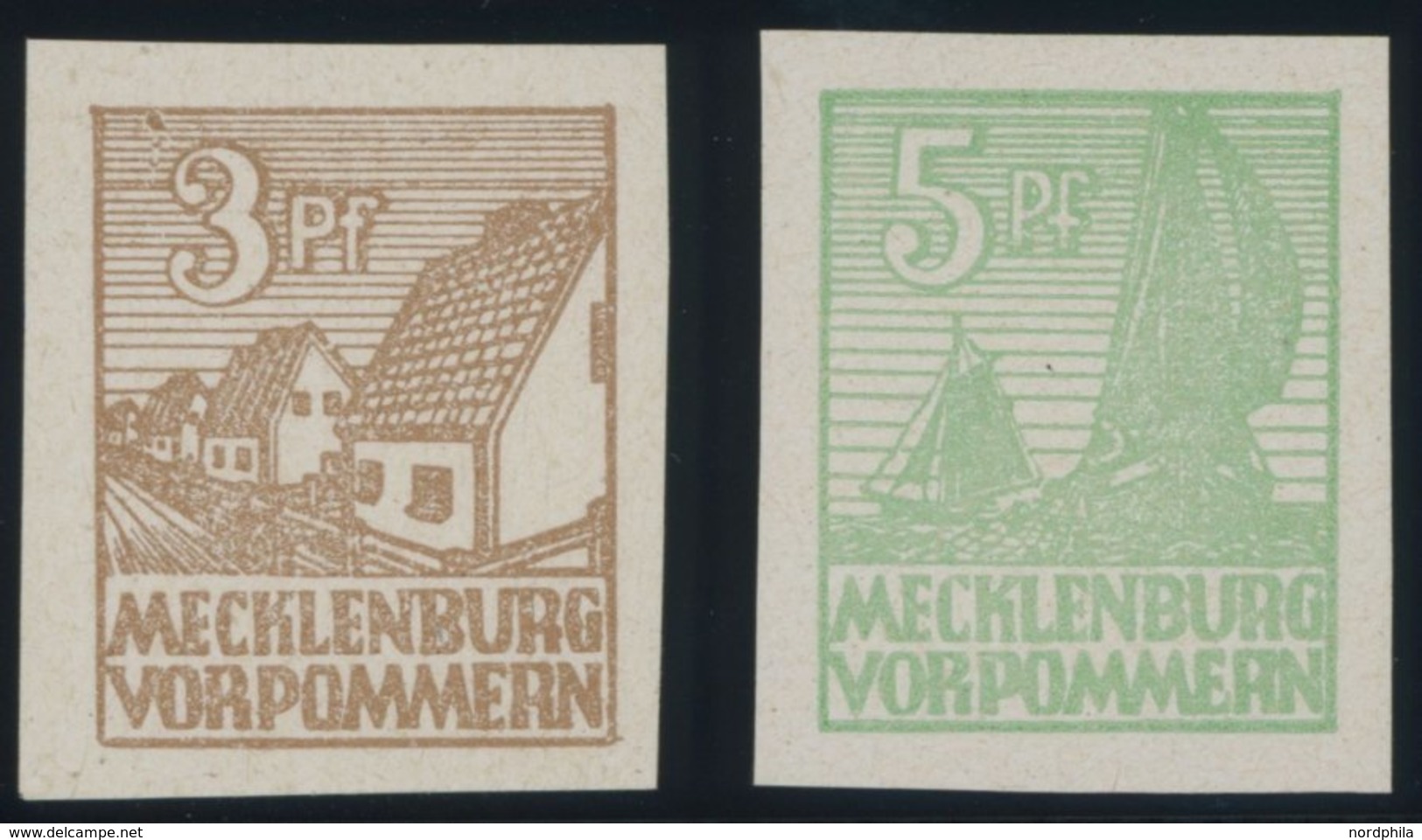 1946, 3 Pf. Mattorangebraun Und 5 Pf. Mittelgrün Abschiedsserie, 1. Auflage, 2 Postfrische Prachtwerte, Gepr. Kramp, Mi. - Other & Unclassified