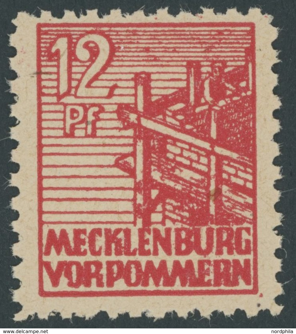 1946, 12 Pf. Dunkelrosa, Dünnes Papier, Postfrisch, Pracht, Gepr. Kramp, Mi. 180.- -> Automatically Generated Translatio - Sonstige & Ohne Zuordnung