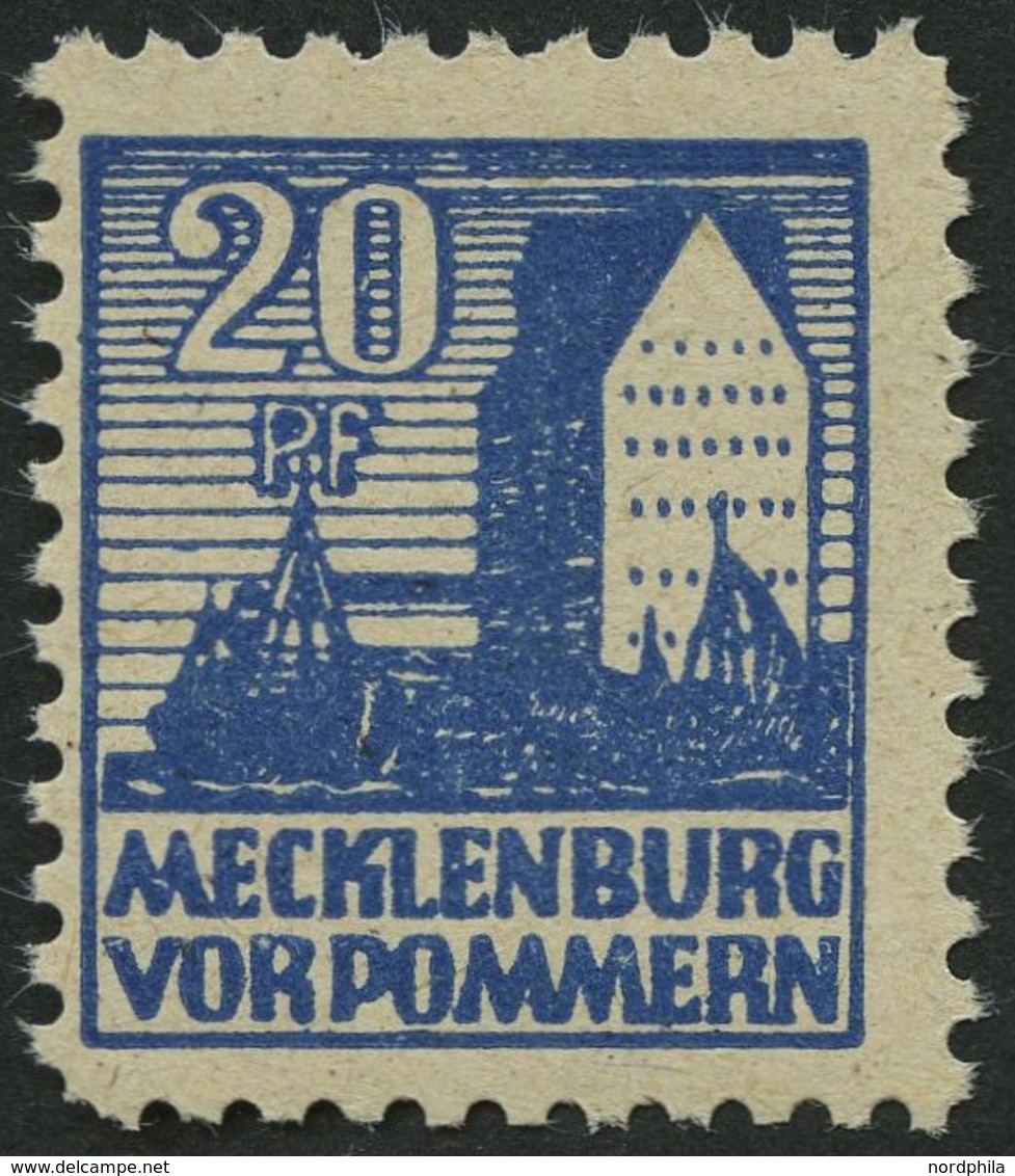 MECKLENBURG-VORPOMMERN 38yc **, 1946, 20 Pf. Schwärzlichgrauultramarin, Pracht, Fotobefund Kramp, Mi. 600.- - Other & Unclassified
